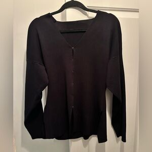 Black sweater cinched at waist size Large
